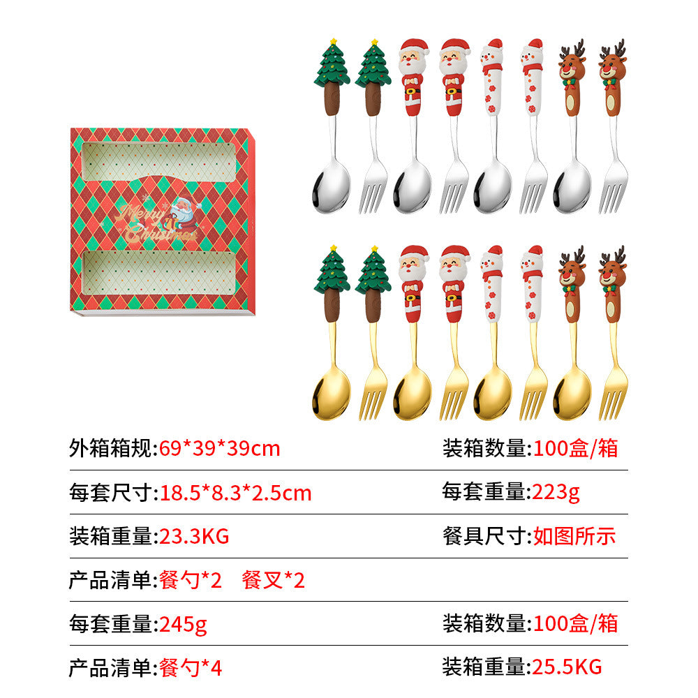 Wholesale Christmas Tableware Dessert Spoon Fork Cartoon  Spoon